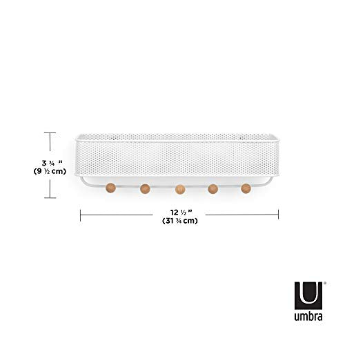 Umbra Estique Entryway Organizer, Great for Storing Keys, Small Accessories, Mail, Wallets and More, Small, White/Natural - size: Small