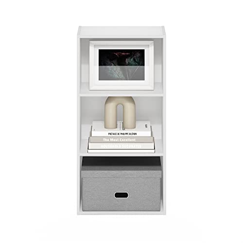 Furinno Luder 3-Tier Open Shelf Bookcase, White - color: White, size: 3-Tier, 9.3 x 16 x 31.4