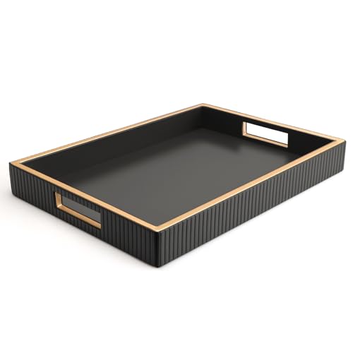 SANZIE Leather Tray Desktop Storage Organizer Premium Serving Tray Decorative Tray Valet Tray for Sundries Cosmetics Phone Wallet Cutlery (Black Holder) - color: Black Holder