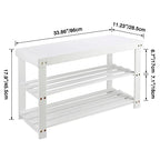 SMIBUY Bamboo Shoe Rack Bench, 3-Tier Shoe Organizer Storage Shelf for Entryway Hallway Bathroom Living Room (White) - color: White
