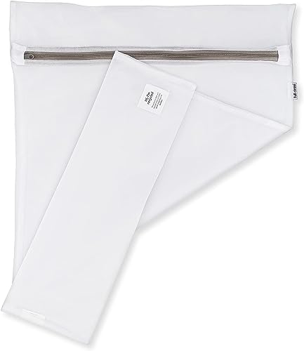 Full Circle Mesh Laundry Bags Set of 4 – Recycled Material Garment Wash Bags with Durable Zippers, Protects Delicates, Lingerie, and Small Items in Washing Machines, White - color: White