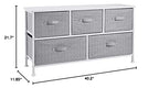 Amazon Basics Extra Wide Fabric 5-Drawer Storage Organizer Unit for Bedroom Closet, White - color: White
