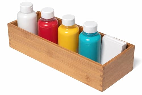 Lipper International Bamboo Utensil Holder Storage Box for Cooking Tools, Makeup, or Office Supplies, 5" x 12" x 3" - size: 5" x 12" x 3"