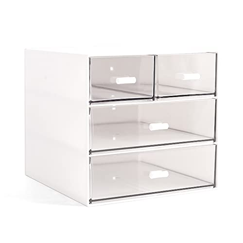 Marknor Makeup Organizer, Desk Organizer with 4 Drawers, Sundries Storage，Vanity Organizer, Cosmetic Storage Organizer, Desk Storage Box, Bathroom Counter or Dresser, White QBH-4CT-1 - color: White