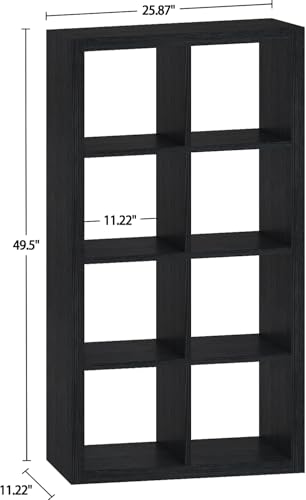 Bookshelf Cube Storage Organizer, 8-Cube Shelf Bookcase with Storage Bin, Modern Wood Open Shelf for Living Room, Bedroom, Home Office,Black - color: Black, size: 8cube