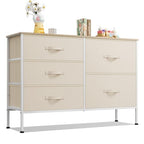 WLIVE Dresser for Bedroom with 5 Drawers, Wide Chest of Drawers for Bedroom, Fabric Dresser for Living Room, Closet, Hallway, Cream White - color: Cream White