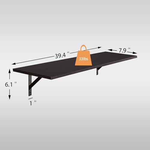 DINZI LVJ Long Wall Shelves, 39.4Inch Wall Mounted Shelves Set of 2, Extra Large Wall Storage Ledges with Sturdy Metal Brackets for Living Room, Bathroom, Bedroom, Kitchen, Espresso - color: Espresso, size: 39.4 Inch