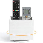 360° Rotating Remote Control Holder, Wooden TV Controller Holder, Remote Holder for Table, Desktop Caddy for Pen, Phone, Small Item Home Office School (White) - color: White - 1slot