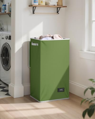 SOLEDI Laundry Hamper with Lid 100L Large & Tall Collapsible Laundry Basket, Clothes Hamper with Bag Removable Easy to Carry, Dirty Hampers for Bedroom, Bathroom, Dorm, College, Dark Green - color: Dark Green, size: 100L