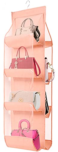 AARAINBOW 1 Pack Hanging Handbag Purse Organizer, Hand Bag Organizer Space Saving, 8 Pockets Wardrobe Organizer, Purse Holder for Closet, 46 L x 13.8W (B-Light Pink) - color: B-Light Pink