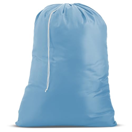 Nylon XL Laundry Bag - Locking Drawstring Closure, Machine Washable, These Large Bags Will Fit a Laundry Basket and Strong Enough to Carry up to Two Loads of Clothes (Light Blue | 22" x 32") - color: Light Blue, size: 22" x 32"
