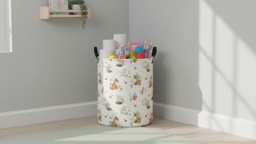 CLOCOR Large Laundry Basket,Waterproof Nursery Hamper,Collapsible Fabric Storage Container,Room Decor,Gift Basket（Watercolor Fox - color: Watercolor Fox