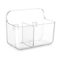 No-Drill Wall Storage Basket – 2-Compartment Clear Acrylic Organizer Bin with Strong Adhesive, Easy to Install & Remove, Waterproof Shelf for Kitchen, Bathroom, Cabinet – Sandra Series - size: 2-Compartment