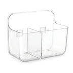 No-Drill Wall Storage Basket – 2-Compartment Clear Acrylic Organizer Bin with Strong Adhesive, Easy to Install & Remove, Waterproof Shelf for Kitchen, Bathroom, Cabinet – Sandra Series - size: 2-Compartment