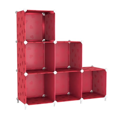 UNKU Cube Storage Organizer, 6 Cube Closet Organizer Storage Shelves, DIY Stackable Bookcase, Clothes Organizer Shelf for Closet, Bedroom, Living Room, Cabinet, Home, Office, Red - color: Green, size: 6cube
