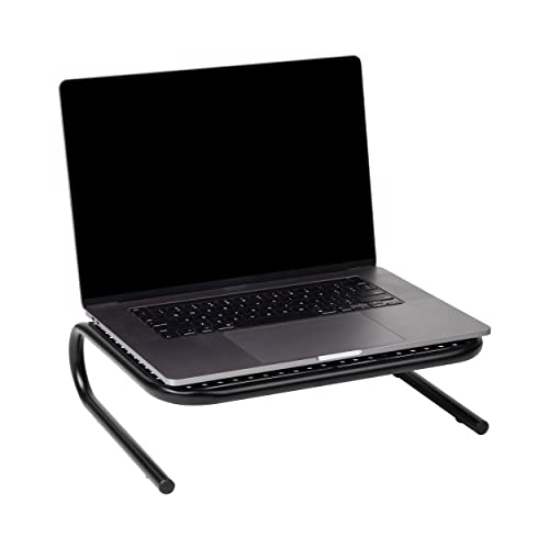 Mind Reader Monitor Stand, Ventilated Laptop Riser, Desktop Organizer, Metal, 14.5" L x 11.25" W x 4.25" H, Black (Pack of 8) - size: 8-Pack