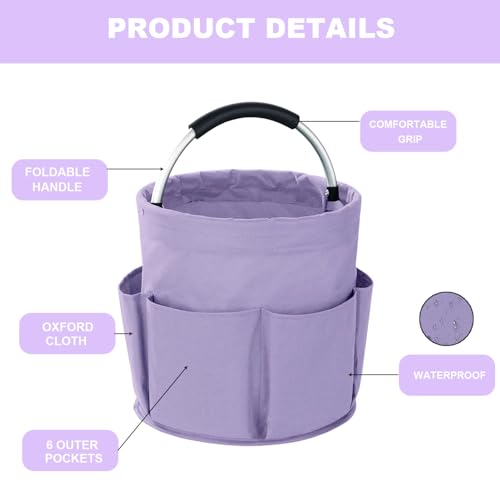 Cleaning Caddy with Handle, 17L Foldable Cleaning Supplies Organizer, Portable Storage Basket, Cleaning Supply Caddy, Multifunctional Cleaning Bucket Bag for Garden, Home, Kitchen (Purple) - color: Purple