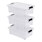 20 Quart Plastic Under Bed Storage Box, Stackable Nestable Organizer Bin with Wheels, Multi-Purpose Closet Organizer Storage Containers (3 Pack) - size: 20 Quart