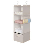 MAX Houser 4-Shelf Hanging Closet Organizer, Space Saver, Cloth Hanging Shelves with 2 Side Pockets, Foldable (Beige) - color: Beige-2