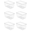 Vtopmart 6 Pack Clear Storage Bins, Pantry Cabinet Organizer Bins with Handle for Pantry Organizer and Storage, Plastic Bins for Fridge, Cabinet, Kitchen, Countertops, Cupboard, Freezer, Medium - size: M(10”L x 6”W x 5”H)
