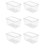 Vtopmart 6 Pack Clear Storage Bins, Pantry Cabinet Organizer Bins with Handle for Pantry Organizer and Storage, Plastic Bins for Fridge, Cabinet, Kitchen, Countertops, Cupboard, Freezer, Medium - size: M(10”L x 6”W x 5”H)