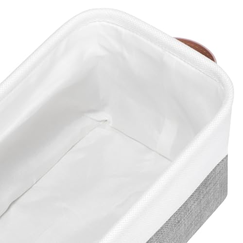 Kntiwiwo Small Fabric Storage Bins, 15x6x5 inch Narrow Storage Baskets 4-Pack Long Storage Basket for Organizing with Handles, Decorative Basket for Closets, Shelves, Toilet Paper, Grey - color: Grey, size: 15" x 6" x 5"
