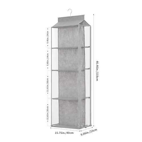 8 Grids in 1 Pack Hanging Purse Handbag Organizer with Double Zippers, Visible Purse Organizer for Closet, Fully Enclosed Handbag Storage Holder, Hanging Closet Organizer for Bags - color: Grey, size: Not Rotatable
