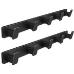 Coat Hook Wall Rack Hanger - Double Coat Rack with 5 Hooks Wall Hooks for Hanging Hat Key Bag Towel Wall Mount Coat Rack, Black 2 Packs - color: Black, size: Rectangle 5 Hooks 2 Packs