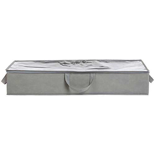 Amazon Basics Under Bed Storage Bags for Clothes, Blankets and Linens, Foldable Fabric Containers with Clear Window and Handles, 30.2" x 20" x 5.7", Gray, 2-Pack - size: 30.2" x 20" x 5.7", style: Flat Loop Handles Underbed - 2 Pack