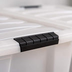 IRIS USA 40 Qt Stackable Plastic Storage Bins with Lids, 6 Pack - BPA-Free, Made in USA - Discreet Organizing Solution, Latches, Durable Nestable Containers, Secure Pull Handle - Pearl - size: 40 Qt, style: 6 Pack