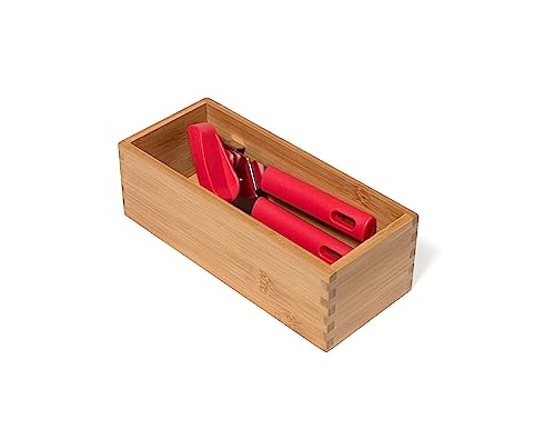 Lipper International Bamboo Wood Utensil Holder Storage Box for Cooking Tools, Makeup, or Office Supplies, 4" x 9 1/4" x 3" | (Pack of 6) - size: 4" x 9 1/4" x 3" (Pack of 6)