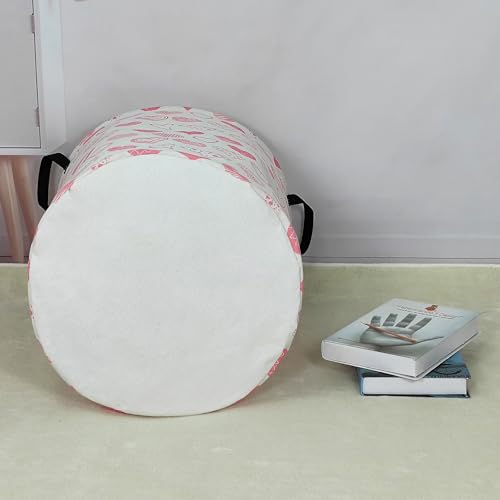 LANGYASHAN Laundry Basket Canvas Fabric Collapsible Organizer Basket for Storage Bin Toy Bins Gift Baskets Bedroom Clothes Children Nursery Hamper (Angel Heart) - color: Round Angel Heart