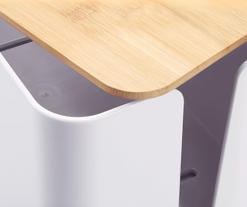 ZhiYo Bamboo Lid Cord Organizer Box, Safe ABS Cable Management Box for TV and Computer, Wood Cover Cord Hider to Hide Wires, Router, USB Hub & Under Desk Power Strip, 1 Pack L13.1 xW5.6 xH5.6 White - color: White, size: L