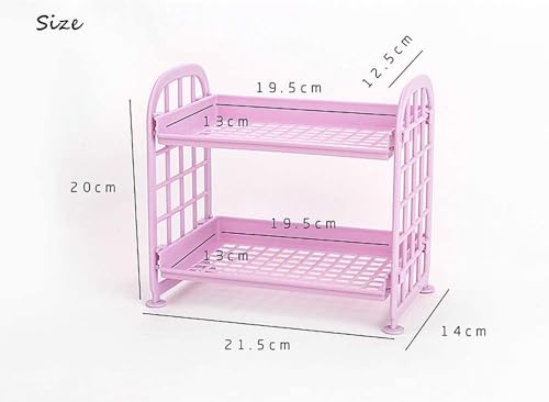 UnnFiko 2-Layers Table Shelf Organizer, Adjustable Plastic Storage Rack Shelf Square Basket Desk Stand Table Storage Organizer Shelves (Deep Purple) - color: Deep Purple