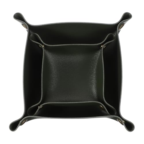 uxcell 2 Pcs Valet Tray for Women and Men, PU Leather Jewelry Tray Entryway Table Bedside Nightstand Catchall Storage Organizer for Jewelry Key Coin Watch Wallet(Square, Dark Green) - color: Dark Green