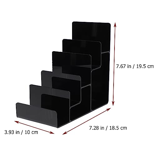 Cabilock Multi-Layer Acrylic Wallet Display Stand 5-Tier Black Purse Organizer Rack for Home and Store Counter Top Suitable for Wallets Handbags Sunglasses Jewelry Storage - size: 5 Tier Black