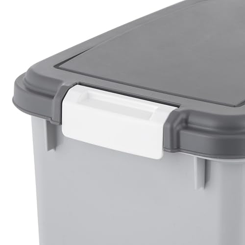 IRIS USA Dog Food Storage Container, 30 lbs & 11 lbs Combo, Cat Food Storage Container, Dog Treat Container, Airtight, Stackable, 2-Cup Scoop, Wheels, Easy Mobility, Gray - color: Gray/Dark Gray