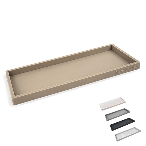 Spacewiser Countertop and Vanity Tray - 11.7" Silicone Bathroom Tray, Flexible Dish Soap Holder for Kitchen, Bathroom Counter Organizer, Shower Toilet Tank Trays Décor Accessories, Sink Makeup Mat Oil - color: Coastal Sand, size: Large 11.7”