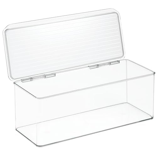 iDesign Plastic Stackable Hinged-Lid Storage Box for Kitchen, Bathroom, or Office - Clear - style: Pack of 1