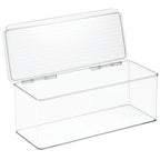 iDesign Plastic Stackable Hinged-Lid Storage Box for Kitchen, Bathroom, or Office - Clear - style: Pack of 1