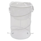2PCS Large Collapsible Round Popup Laundry Hamper with Lid,Foldable Mesh Hamper with Reinforced Handles and Solid Bottom,White and Black Laundry Basket