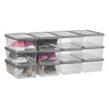 Clear Shoe Boxes Plastic Storage Bins with Latching Lid Rectangular Storage Boxes Durable See-Through Lidded Shoe Boxes for Art Supplies and Home (Grey) - color: Grey