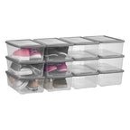 Clear Shoe Boxes Plastic Storage Bins with Latching Lid Rectangular Storage Boxes Durable See-Through Lidded Shoe Boxes for Art Supplies and Home (Grey) - color: Grey