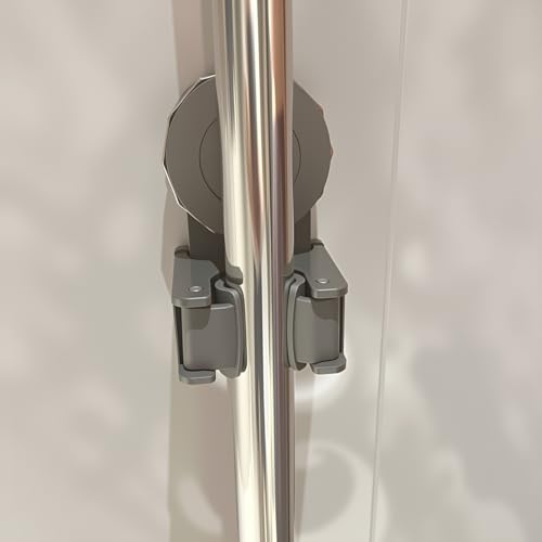 Strong Suction Cup Mop Holder (2-Pack) – No Drill Wall Mount Broom and Mop Organizer, Reusable Removable Holder for Bathroom, Kitchen, Tile & Glass Surfaces (Gray - 2 Pack)