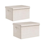 Jumbo Fabric Storage Bins with Lids 19.7*13.8*12.2 in, 2-Pack Storage Baskets for Closet, Large Linen Organizers and Storage Bins for Bedroom, Collapsible Baskets and Bins with Handles, Off White - size: XXL