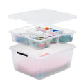 IRIS USA 18 QT Clear Storage Organizer with Removable Dividers, Stackable Plastic Storage Box with Lid, Modular Container for Crafts, Tools, Office & Pantry Organization - size: 18 Qt, style: w/ Tray