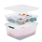 IRIS USA 18 QT Clear Storage Organizer with Removable Dividers, Stackable Plastic Storage Box with Lid, Modular Container for Crafts, Tools, Office & Pantry Organization - size: 18 Qt, style: w/ Tray