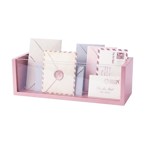 Mail Organizer with Clear Acrylic Dividers - Adjustable 2-in-1 Desk & Wall Mount Letter Holder, Modern Paper Sorter for Home Office Organization (pink-2) - color: pink-2