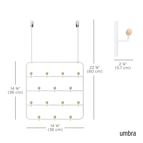 Umbra Estique Over The Door Coat Rack & Multi-Use Organizer, for Coats, Bags, Hats & More, White/Natural - color: White/Natural, size: Large
