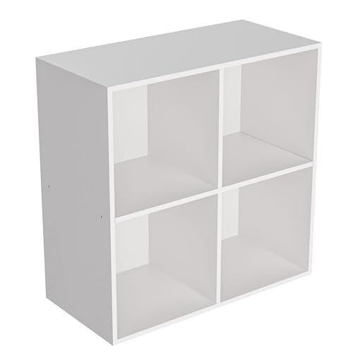 Wooden 4 Cube Storage Organizer with Closed Back Panel,White Cube Shelf Cubby Storage Organizers with Compartments for Living,Bookshelf,Organizers Easy to Install (White, 4 Cube) - color: White, size: 4 Cube-11in